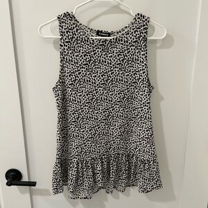 Black and white dotted tank.